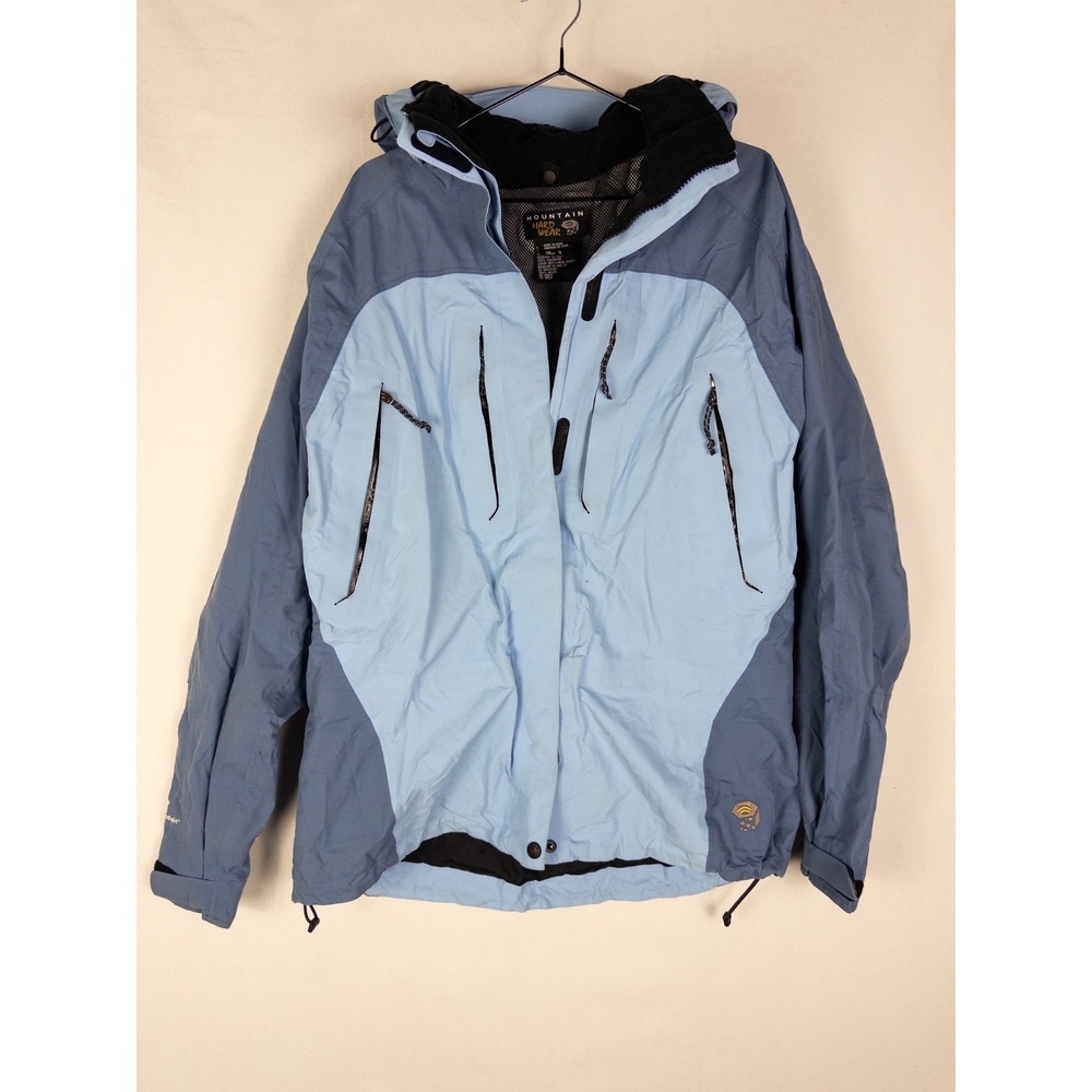 Mountain Hardwear Conduit Jacket Womens 12 Blue Full Zip Hooded Logo Outdoor